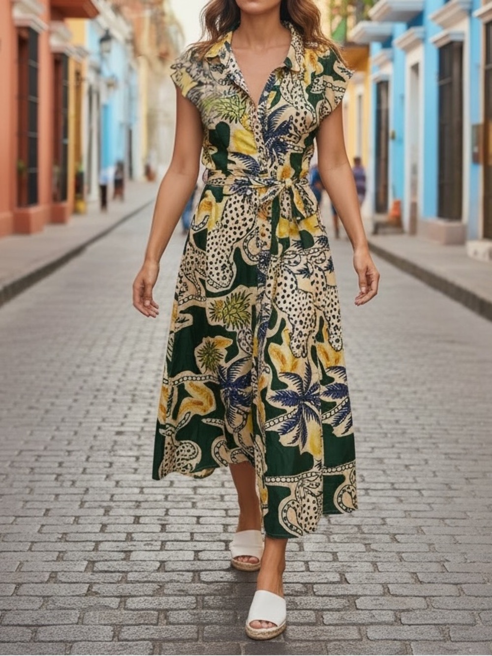 Truly 4 you printed tie waist dress l